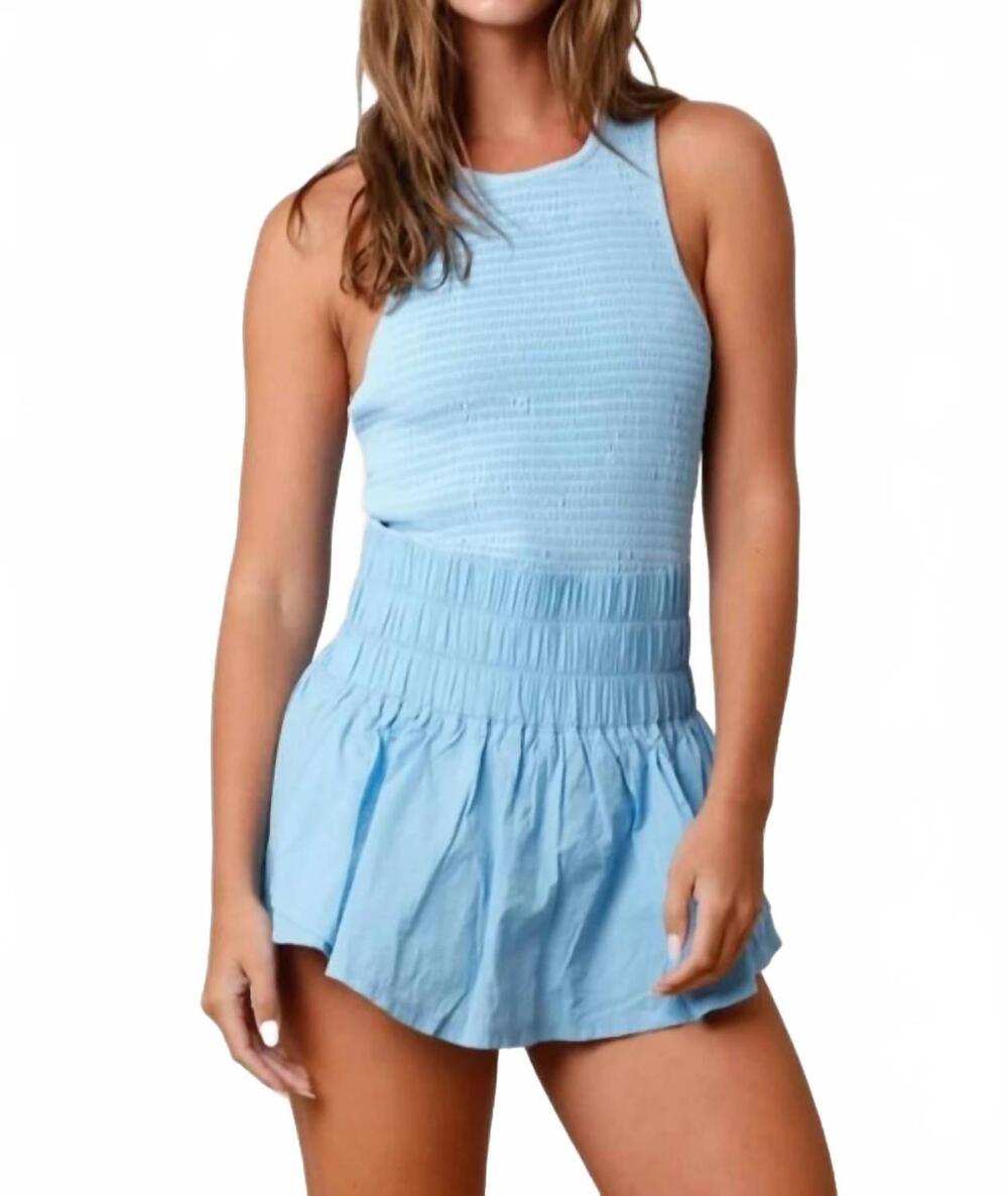 NEW PEACH LOVE women's washed sporty romper in blue